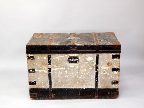 A Victorian painted and metal bound wooden sea chest