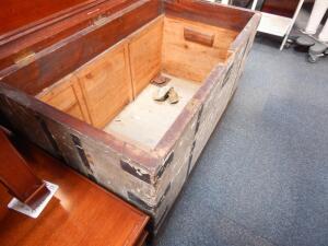 A Victorian painted and metal bound wooden sea chest - 6