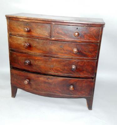 A George III mahogany bow front chest of drawers