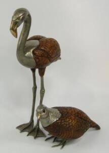A composite and white metal figure of a partridge