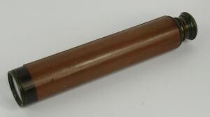 A brass and leather bound four draw telescope, 83cm long extended.