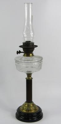 A Duplex brass oil lamp