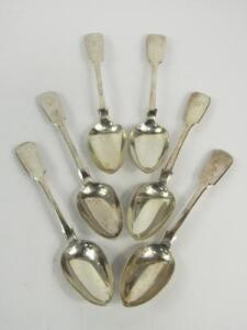 A set of six Victorian silver Old English pattern dessert spoons