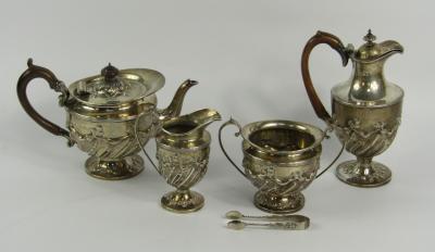 A Victorian silver four piece bachelor's tea set