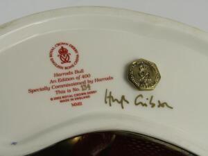 A Royal Crown Derby Imari porcelain paperweight modelled as the Harrods Bull - 2