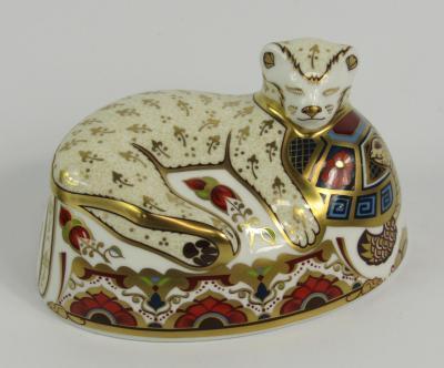 A Royal Crown Derby Imari porcelain paperweight modelled as the Lion Cub