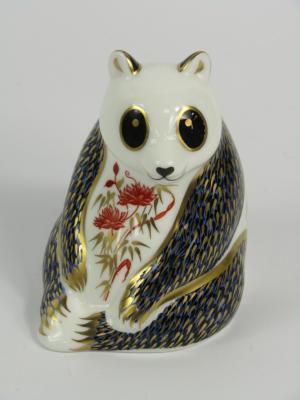 A Royal Crown Derby Imari porcelain paperweight modelled as the Panda