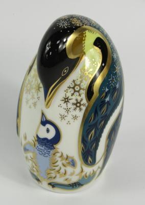 A Royal Crown Derby Imari porcelain paperweight modelled as the Penguin Chick