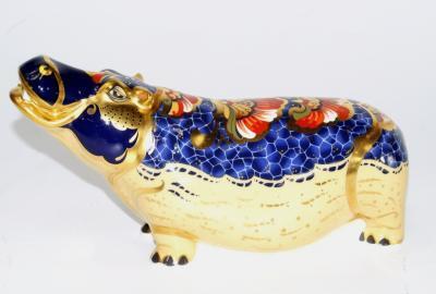 A Royal Crown Derby Imari porcelain paperweight modelled as the Hippopotamus