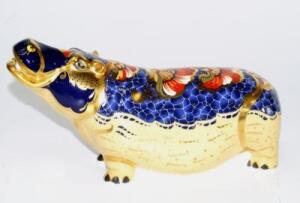 A Royal Crown Derby Imari porcelain paperweight modelled as the Hippopotamus