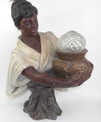 A plaster bust of an Oriental lady