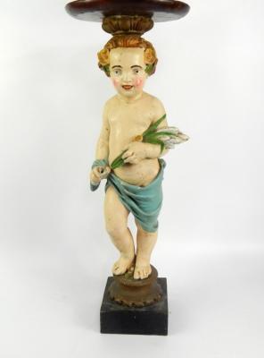 A plaster and mahogany jardiniere stand