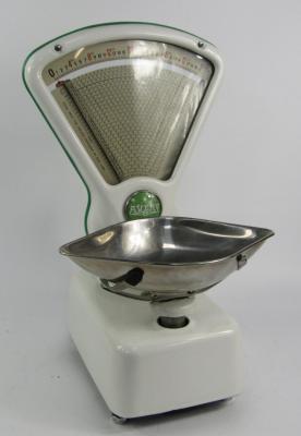 A set of Avery white enamel imperial scales