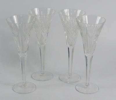 Two pairs of Waterford cut glass champagne flutes