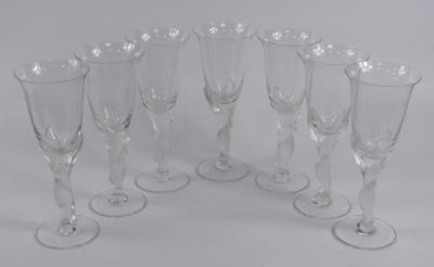 A set of seven Carl Faberge cut glass wine glasses
