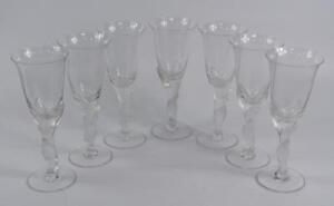 A set of seven Carl Faberge cut glass wine glasses