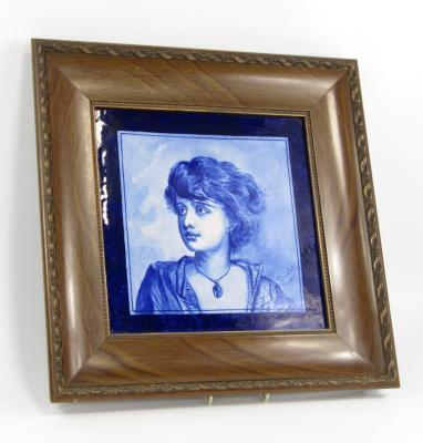 C Bayete (French 19thC). Bust portrait of a lady in blue