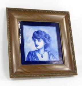 C Bayete (French 19thC). Bust portrait of a lady in blue