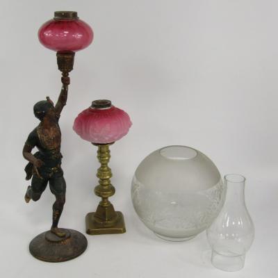A cast metal oil lamp base