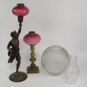 A cast metal oil lamp base