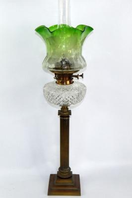 A W H Money brass column oil lamp
