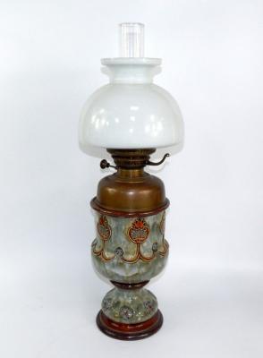 A Royal Doulton stoneware oil lamp
