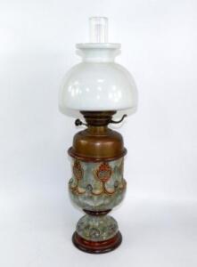 A Royal Doulton stoneware oil lamp