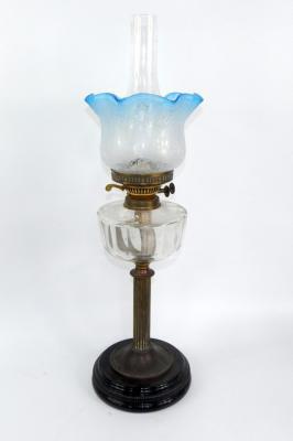 A Duplex brass oil lamp