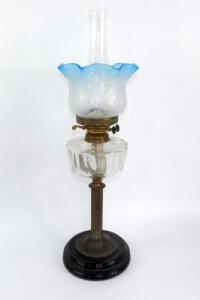 A Duplex brass oil lamp