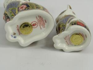 Two Royal Crown Derby Imari porcelain paperweights modelled as the Fireside Cat and Fireside Kitten - 2