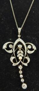 A Victorian belle &eacute;poque diamond and seed pearl drop pendant