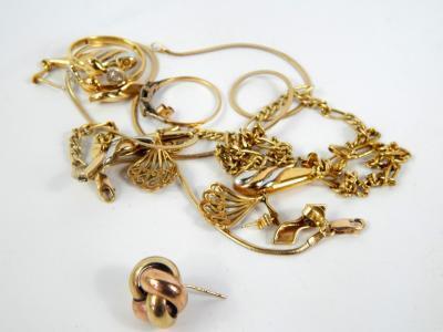 A 9ct two colour gold and zircon set necklace