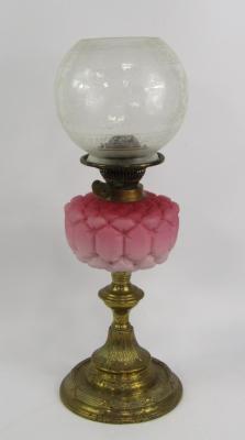 A Duplex brass oil lamp