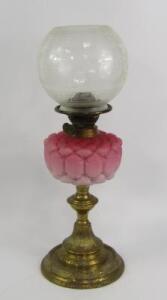 A Duplex brass oil lamp