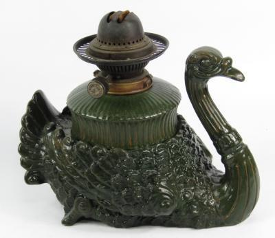 A Hinks No 2 Duplex pottery oil lamp