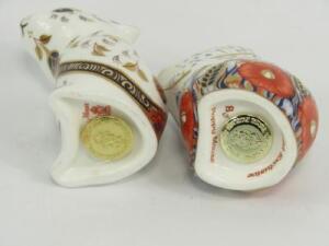 Two Royal Crown Derby Imari porcelain paperweights modelled as the Poppy Mouse and the Little Mouse - 2