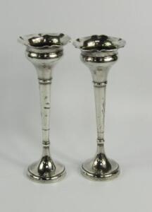 A pair of George V loaded silver bud vases