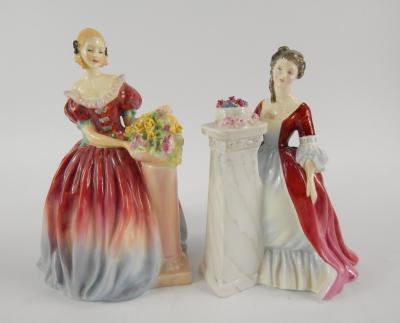 Two Royal Doulton figures of Roseanna HN1926 and Rendezvous HN2212.