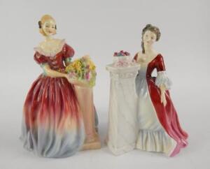 Two Royal Doulton figures of Roseanna HN1926 and Rendezvous HN2212.
