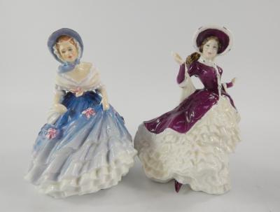 Two Royal Doulton figures of Alice HN3368 and Christmas Day 2004 HN4558.