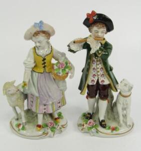 A pair of Sitzendorf porcelain figures