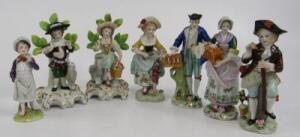 A group of Sitzendorf porcelain and other figures
