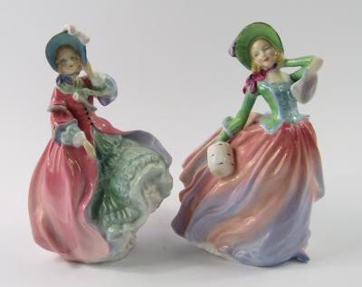 Two Royal Doulton figures of Spring Morning HN1922 and Autumn Breezes HN1911.