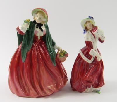 Two Royal Doulton figures of Lady Charmian HN1949 and Christmas Morn HN1992.
