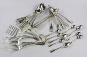 French white metal fiddle and thread flatware