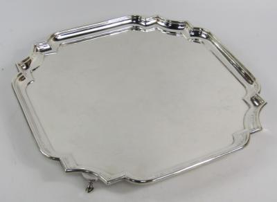 A canted square piecrust silver salver
