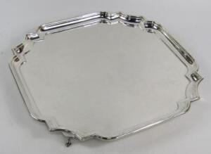 A canted square piecrust silver salver