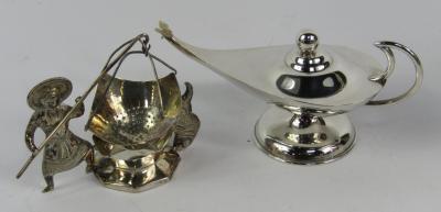 A Mexican silver Roman oil lamp