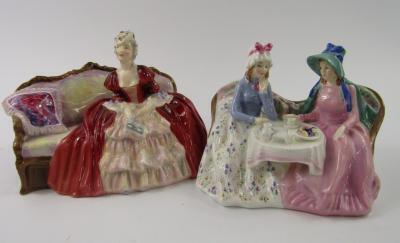 Two Royal Doulton figures of Belle o' the Ball HN1997 and Afternoon Tea HN1747.