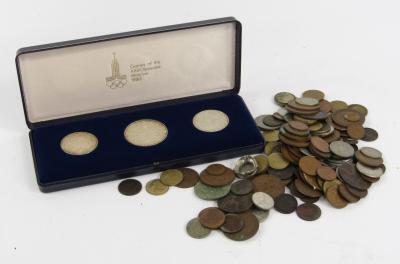 A set of three coins commemorating the XXII Olympiad